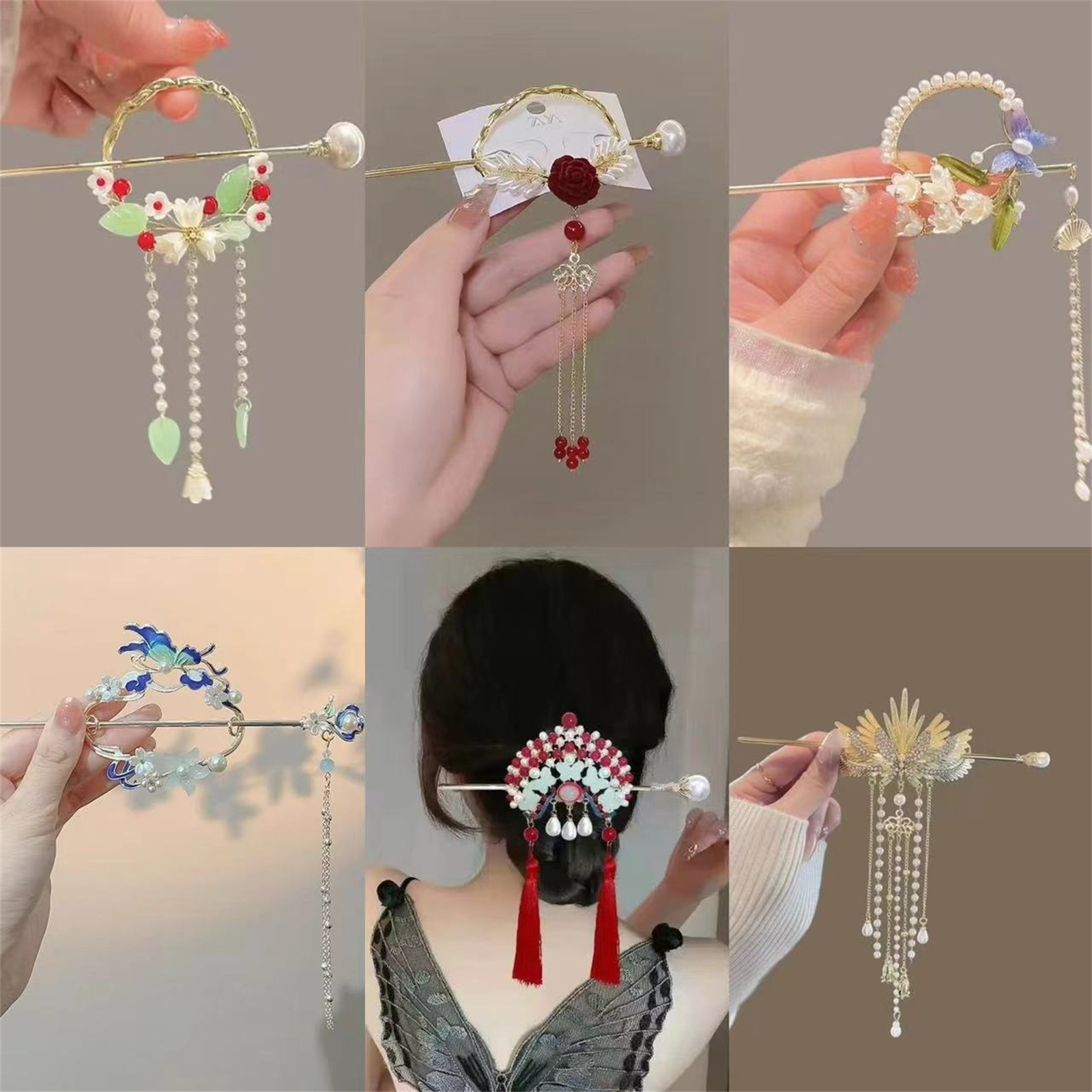 Go Ethnic Fashion - 여성을위한 민족 스타일 머리핀 절묘한 반짝이