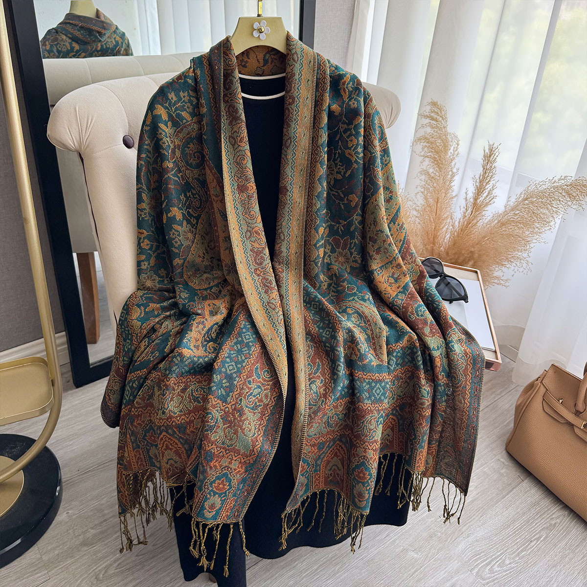 2025 태슬 블랭킷 디자인 에스닉 스타일 두꺼운 파시 - New Ethnic Fashion 리뷰 및 가격