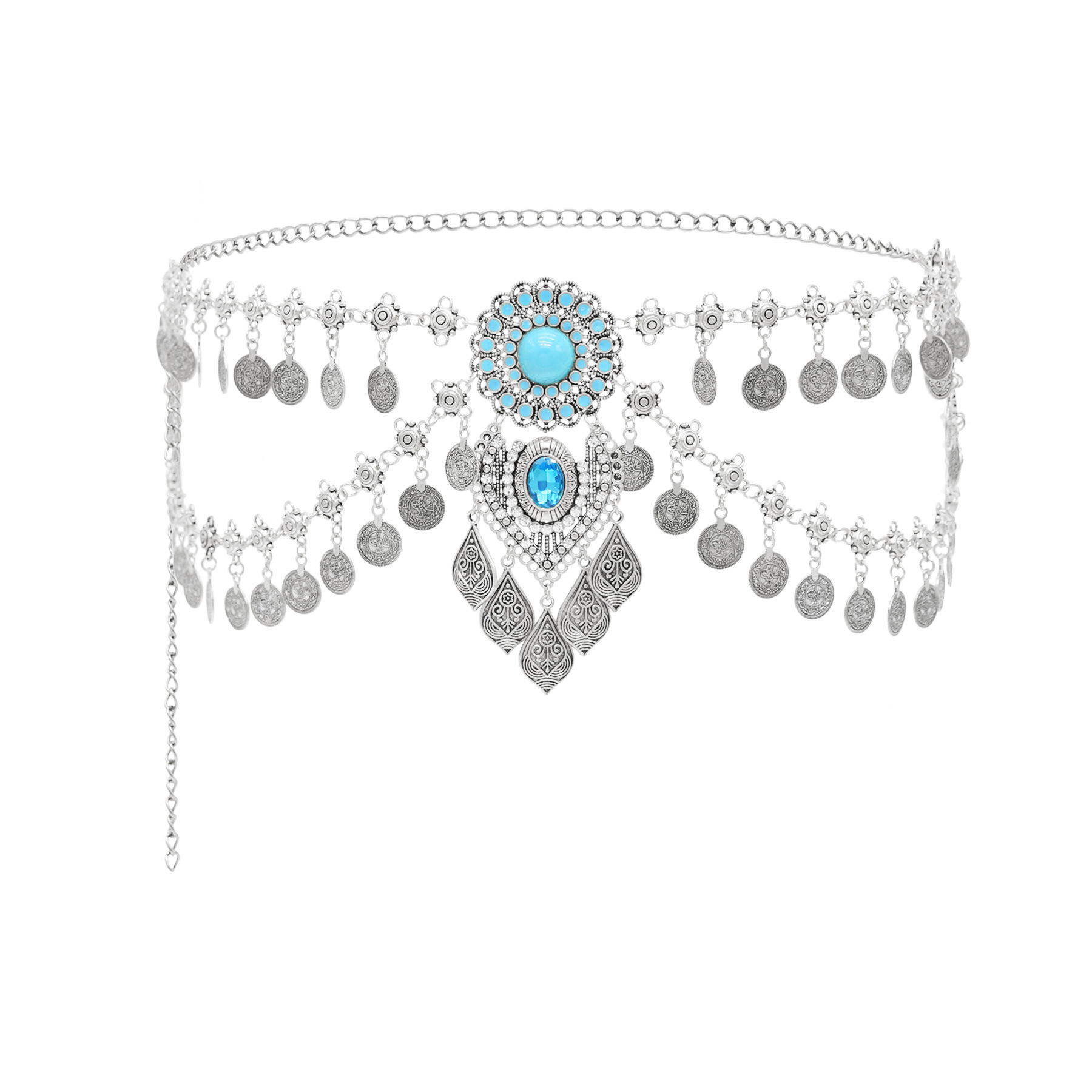 여성을위한 새로운 보헤미안 동전 Tassels 가짜 청 - Ethnic Fashion Co In 리뷰 및 가격